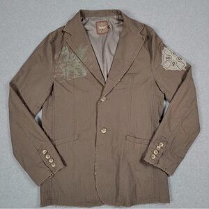 Roar Princeton sports coat Brown Textured Jacket Y2K  men’s size XL  embroidered